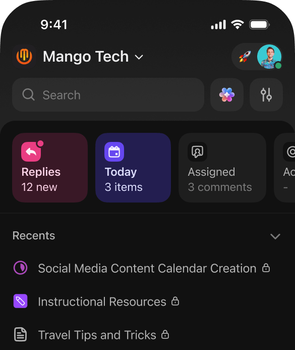ClickUp Mobile App Mockup